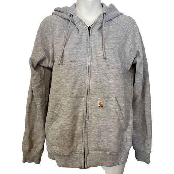 Carhartt WK185 HGY Womens Heather Gray Full Zip Hooded Sweatshirt Jacket sz M - Picture 1 of 16